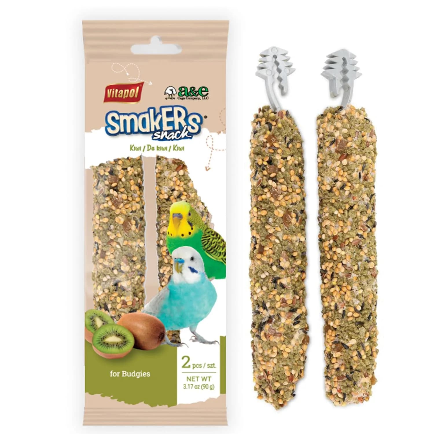 Vitapol Smakers Kiwi Treat Sticks for Parakeets & Budgies, Twin Pack | 2.86 oz (81g) - main product image