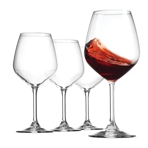 Bormioli Rocco 18oz Red Wine Glasses | Crystal Clear Star Glass, Laser Cut Rim, Elegant Party Drinkware thumbnail 1