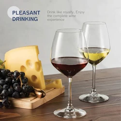 Bormioli Rocco 18oz Red Wine Glasses | Crystal Clear Star Glass, Laser Cut Rim, Elegant Party Drinkware thumbnail 8