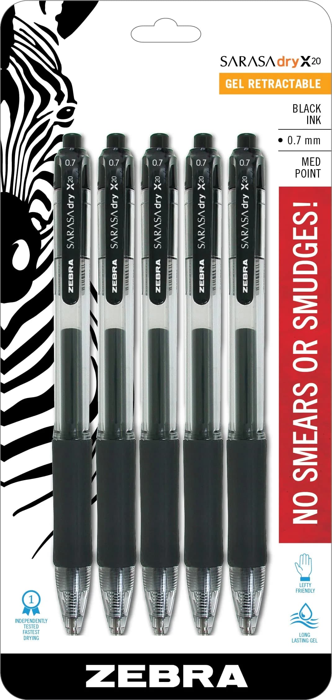 Zebra Sarasa Dry X20 Retractable Gel Pen 0.7mm | Smudge-Free, Vibrant Ink, Left-Hand Friendly - main product image