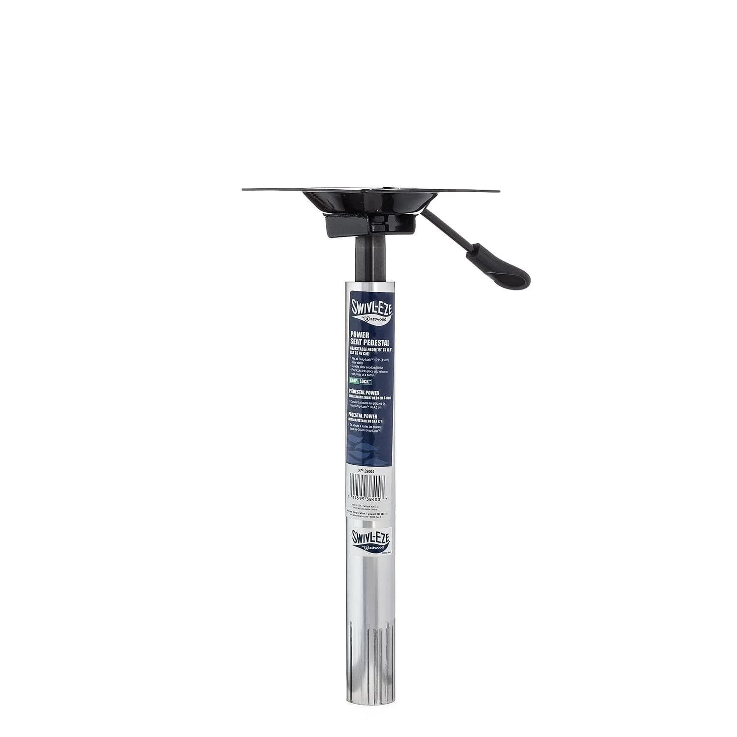 attwood Snap-Lock Seat Pedestal 15.8-19.3 Inch | Corrosion-Resistant Aluminum, Adjustable Height, Secure Locking Clip, 5.25” Mount - main product image