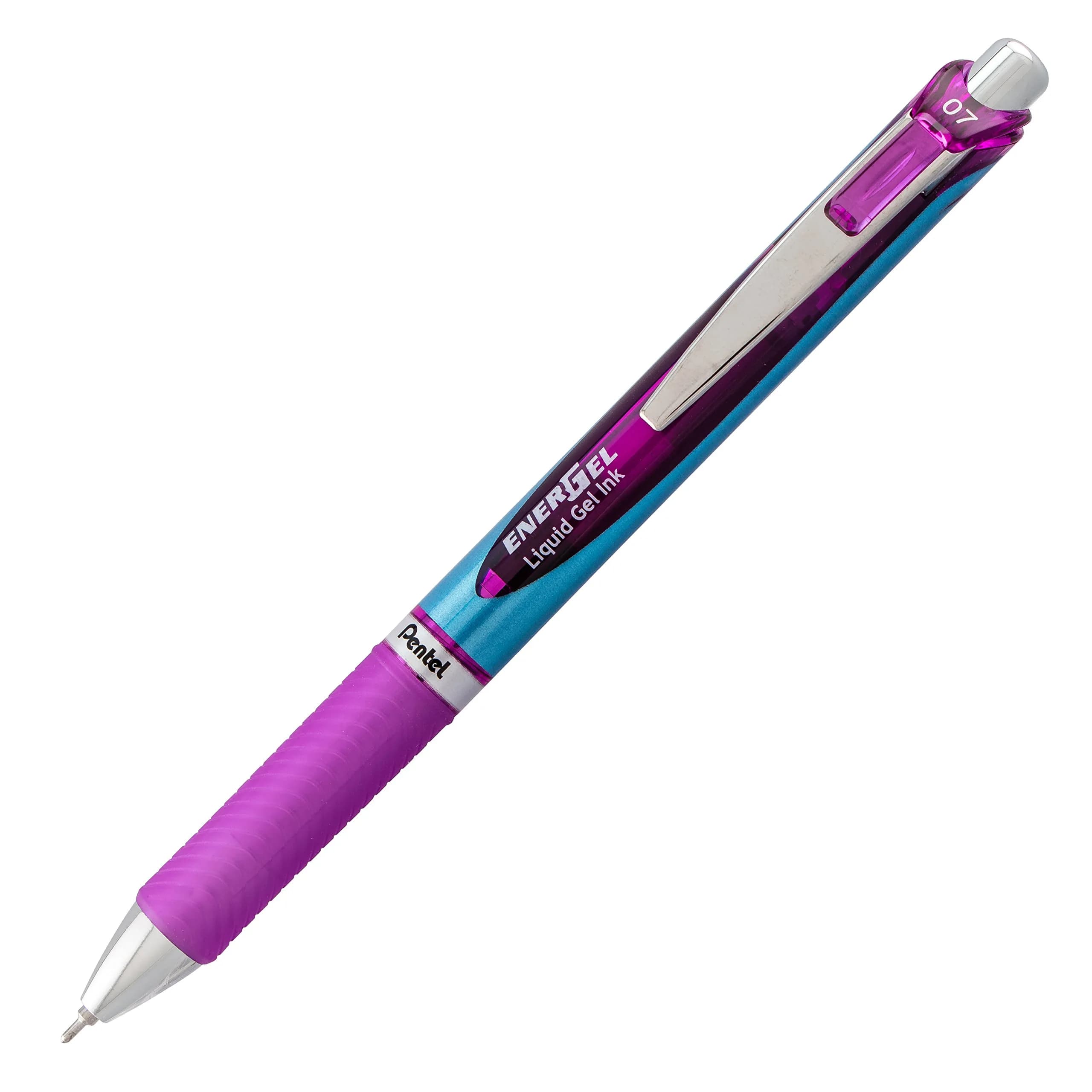 Pentel Gel Ink Pen, EnerGel RTX Retractable Gel Pen, 0.7mm, Needle Tip, Violet Ink, 2 Pack (BLN77BP2V) - view 2