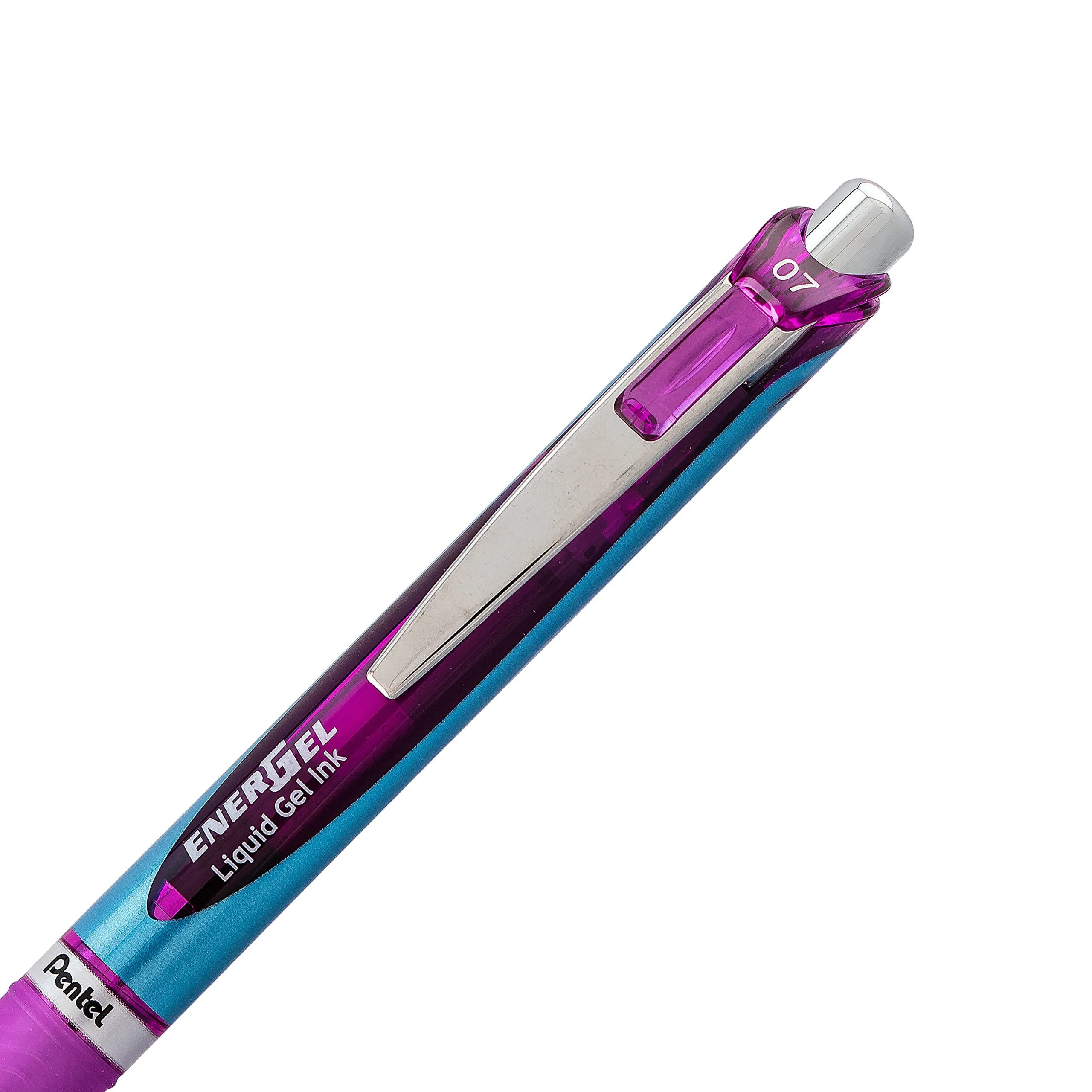 Pentel Gel Ink Pen, EnerGel RTX Retractable Gel Pen, 0.7mm, Needle Tip, Violet Ink, 2 Pack (BLN77BP2V) - view 3