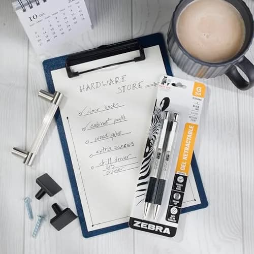 Zebra Pen STEEL G-301 Retractable Gel Pen, Black Ink, 0.7mm, 2-Pack | Smooth Ink Flow for Professionals thumbnail 2