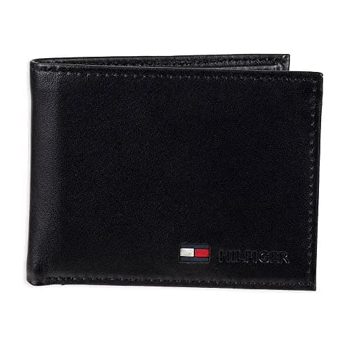 Tommy Hilfiger Slim Leather Passcase Wallet With Removable ID Window Black Stockton | Genuine Leather Bifold Wallet for Men thumbnail 1