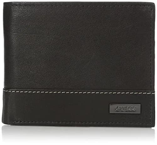 GUESS Men's Black/White Full-Grain Leather Passcase Wallet | RFID Blocking, 6 Card Slots, ID Window - view 3
