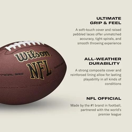 Wilson NFL Super Grip Composite Football - Junior Size, Brown | Official NFL Lacing thumbnail 6