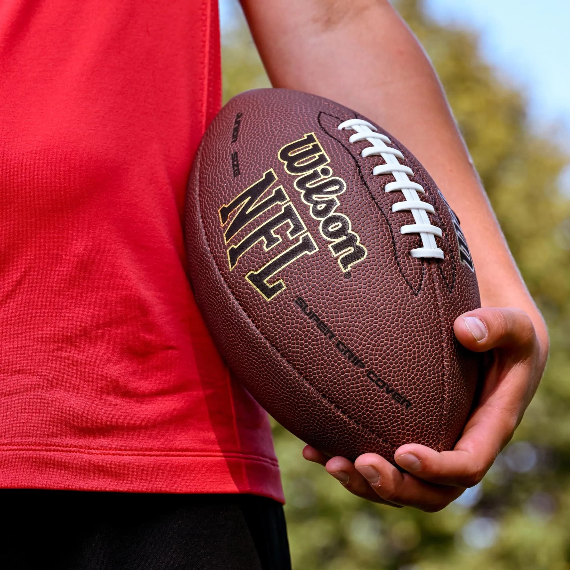 Wilson NFL Super Grip Composite Football - Junior Size, Brown | Official NFL Lacing - view 7