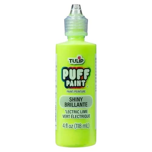 Tulip Puff Fabric Paint Shiny 'Lectric Lime 118ml (4 fl oz) | Permanent Craft Paint for Clothes, DIY Projects thumbnail 1