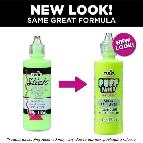 Tulip Puff Fabric Paint Shiny 'Lectric Lime 118ml (4 fl oz) | Permanent Craft Paint for Clothes, DIY Projects thumbnail 6