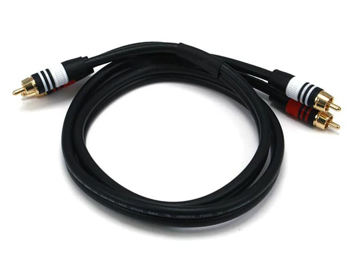 Monoprice Premium 3ft Black 2 RCA to 2 RCA Audio Cable | 22AWG Shielded Male to Male - main product image
