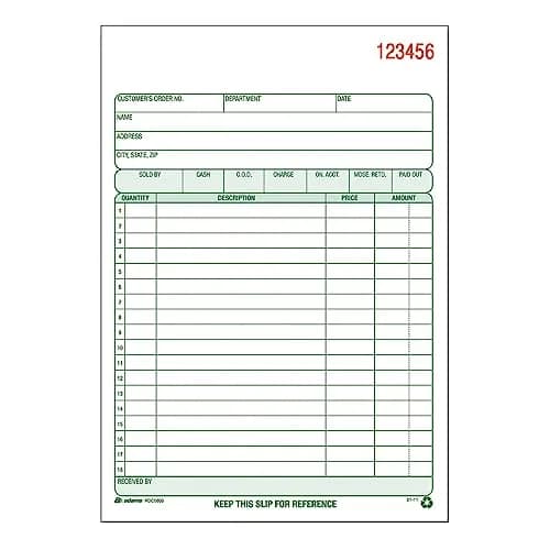 Adams All Purpose Sales Order Book, 2-Part Carbonless, White/Canary, 14.1cm x 21.2cm (5-9/16 x 8-7/16 Inches), 50 Sets | Professional Forms for Business thumbnail 1