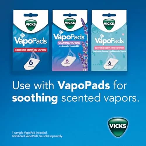 Vicks Waterless Vaporizer with Nightlight | Soothing Menthol Vapors for Cold & Congestion Relief (Pack of 1, White) thumbnail 3