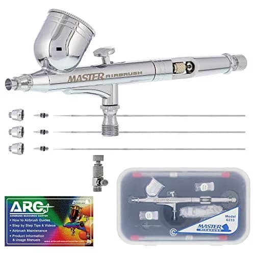 Master Airbrush G233 Performance Pro Airbrush Kit with 3 Nozzle Sets | Dual-Action Gravity Feed for Fine Detail & Broad Spray thumbnail 1