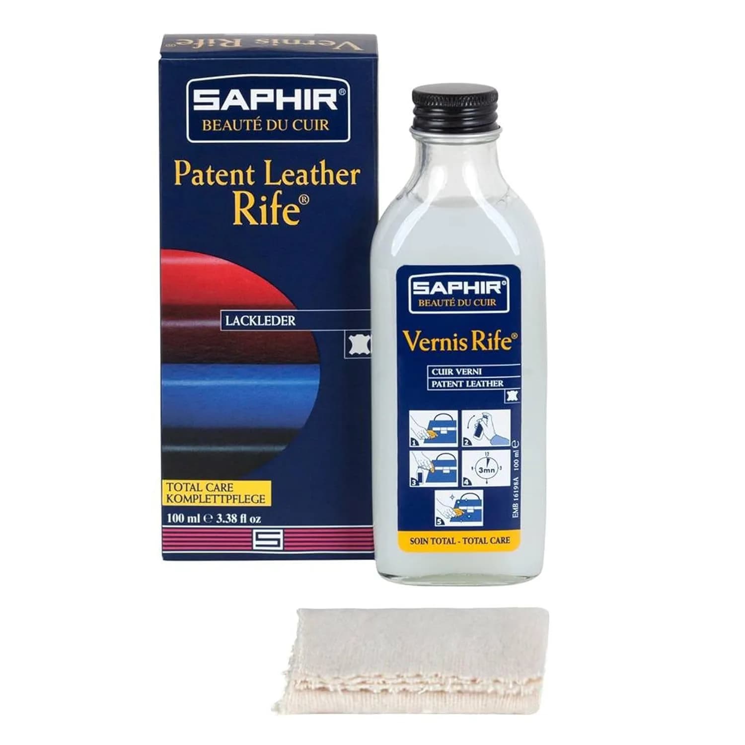 SAPHIR Vernis Rife Patent Leather Cleaner 100ml (3.3 Fl Oz) | Restores Shine & Protects Against Cracking
