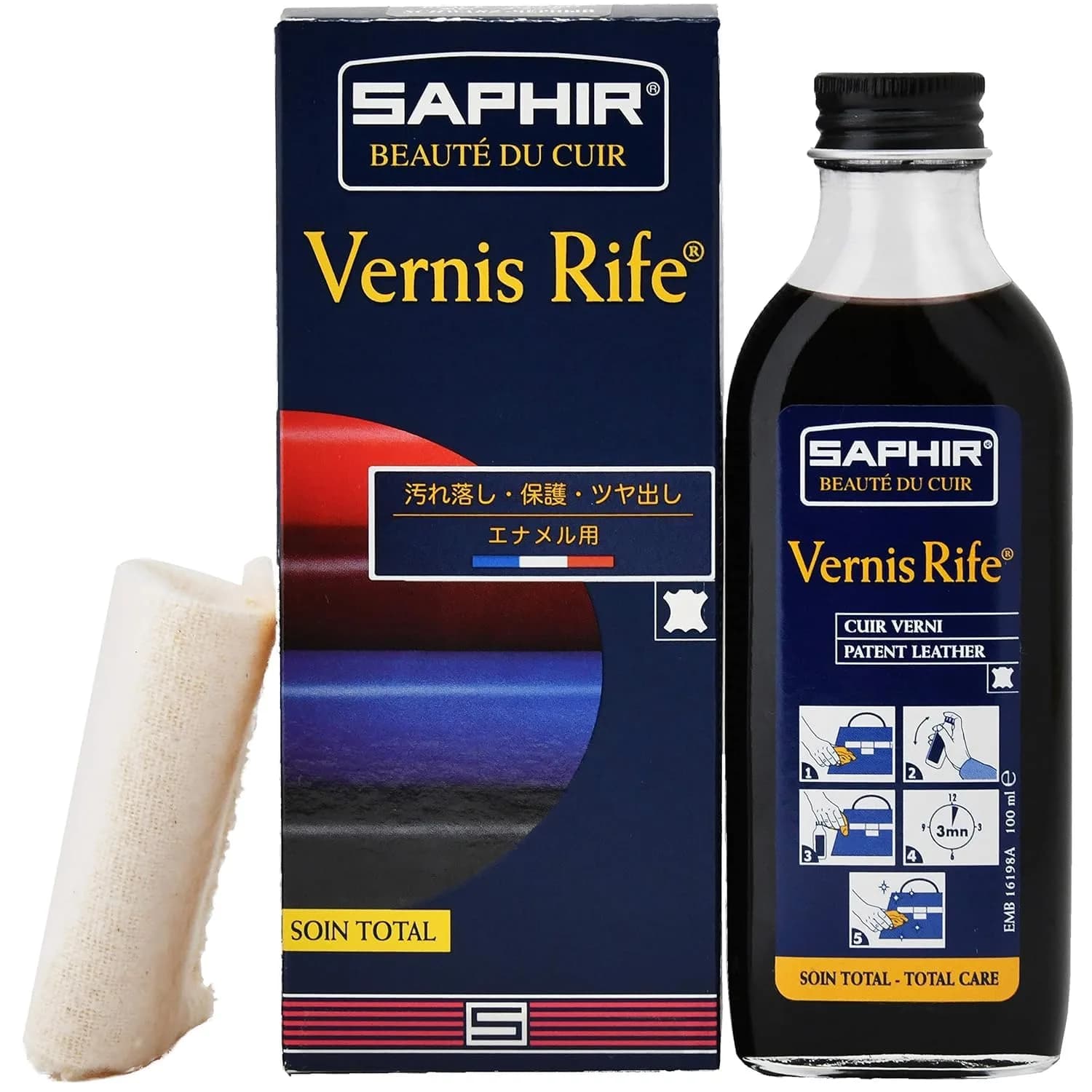 SAPHIR Vernis Rife Patent Leather Cleaner 100ml (3.38 Fl Oz) | Cleans, Shines, Protects Against Cracking