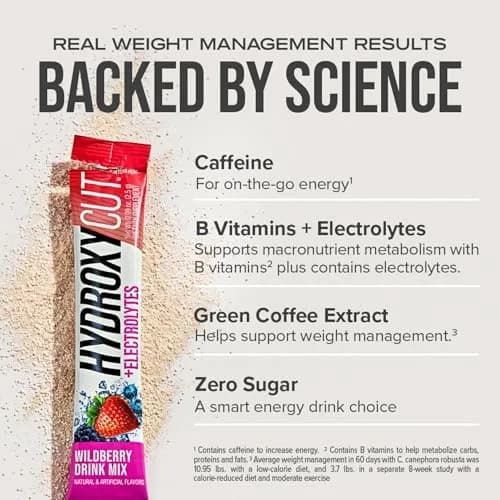Hydroxycut Drink Mix Wildberry Blast 21 Stick Packs | Metabolism & Energy Support with Caffeine thumbnail 5