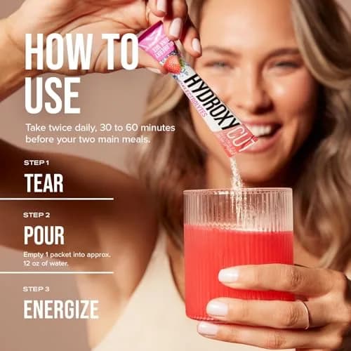 Hydroxycut Drink Mix Wildberry Blast 21 Stick Packs | Metabolism & Energy Support with Caffeine thumbnail 6