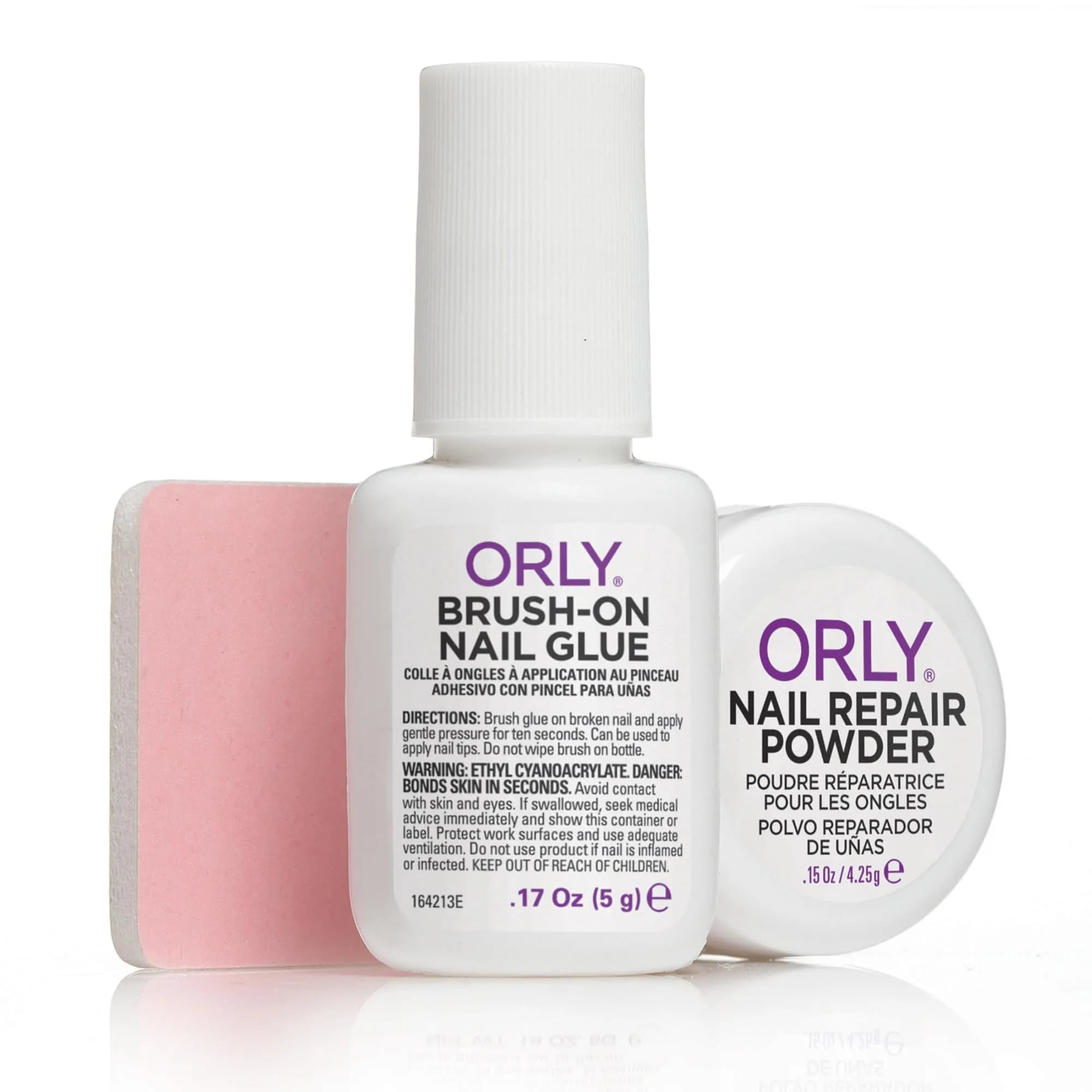 Orly Nail Rescue Kit | Repairs Cracked, Broken Nails | Compact Kit with Nail Glue, Powder & Buffer for Flawless Nails