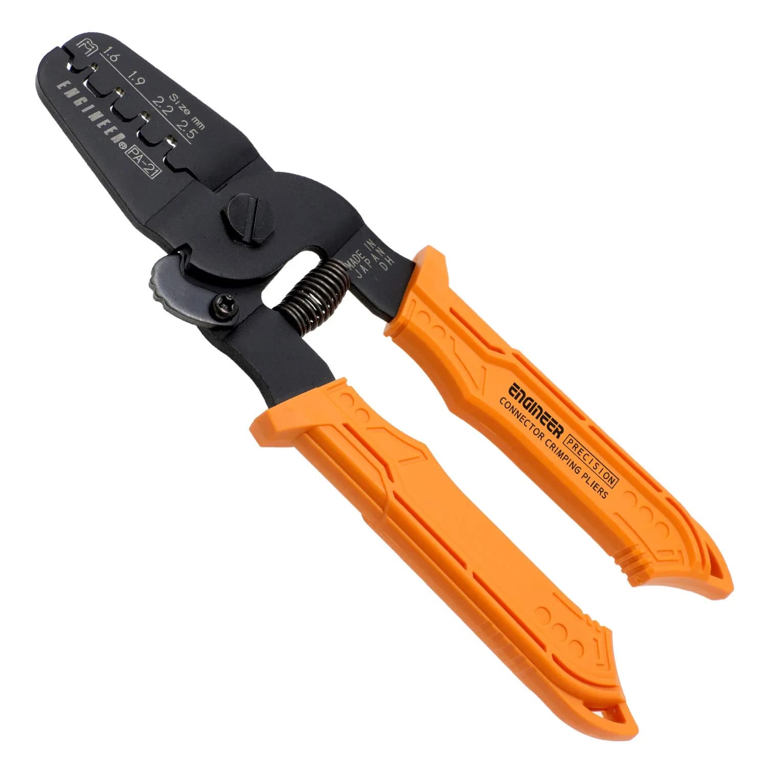 ENGINEER PA-09 Micro Connector Crimping Pliers 175mm (6.89 inches) | Precision Tool for AWG #32-20 Wires — Orange