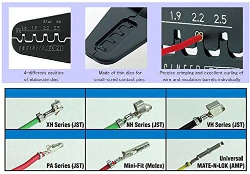 ENGINEER PA-21 Universal Connector Crimping Pliers 175mm (6.9") | Precision Die Crimping Tool for AWG #26-18 Terminals thumbnail 2