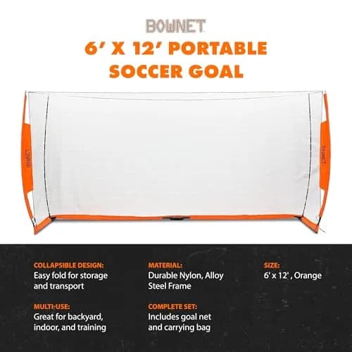 Bownet Folding Soccer Goal, Pop-Up Net with Carry Bag - 6'H x 12'W | Portable, Durable Steel Frame for Indoor & Outdoor Play thumbnail 3