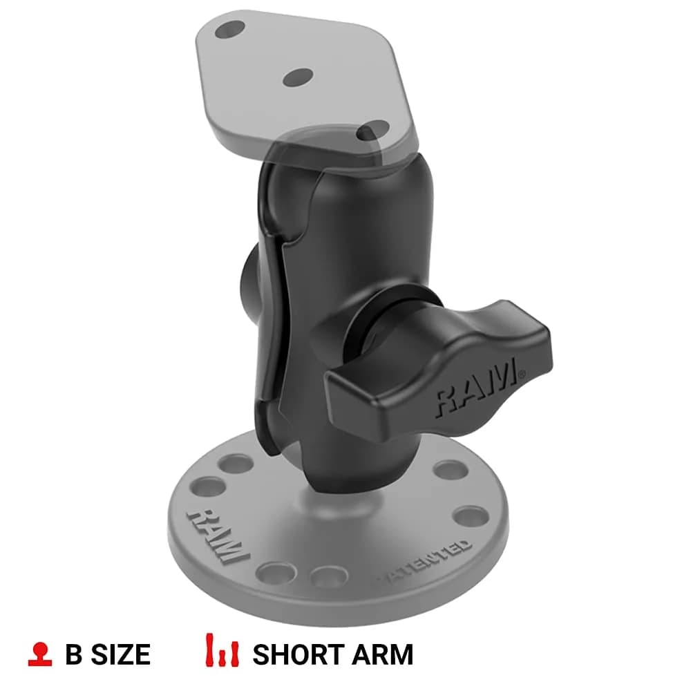 RAM MOUNTS Short Double Socket Arm for B Size 1" Balls | Marine Aluminum, Infinite Adjustment