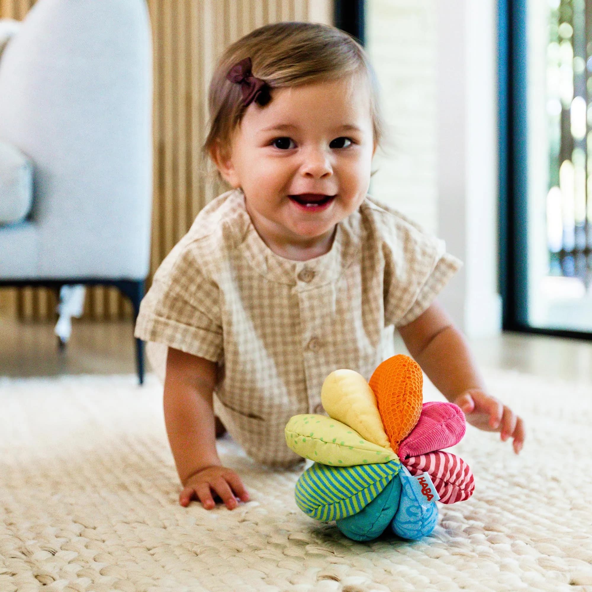 HABA Rainbow Baby Ball - 15cm (6") Machine Washable Sensory Toy | Ideal Baby Toy for Teething, Tummy Time Toys for Ages 6 Months & up - view 7