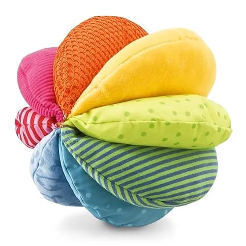 HABA Rainbow Baby Ball - 15cm (6") Machine Washable Sensory Toy | Ideal Baby Toy for Teething, Tummy Time Toys for Ages 6 Months & up thumbnail 1