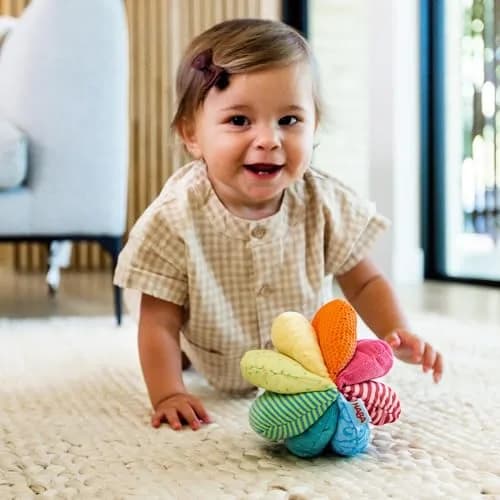HABA Rainbow Baby Ball - 15cm (6") Machine Washable Sensory Toy | Ideal Baby Toy for Teething, Tummy Time Toys for Ages 6 Months & up thumbnail 7