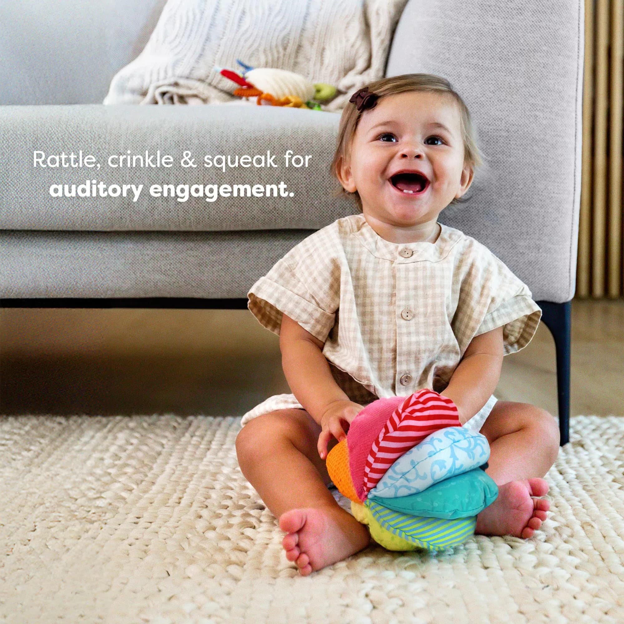 HABA Rainbow Baby Ball - 15cm (6") Machine Washable Sensory Toy | Ideal Baby Toy for Teething, Tummy Time Toys for Ages 6 Months & up - view 2