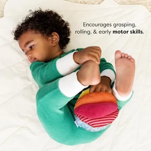HABA Rainbow Baby Ball - 15cm (6") Machine Washable Sensory Toy | Ideal Baby Toy for Teething, Tummy Time Toys for Ages 6 Months & up thumbnail 3