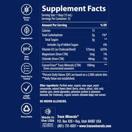 Trace Minerals Liquid Vitamin D3 Tropical Cherry 16 fl oz | Supports Bone & Immune Health thumbnail 3