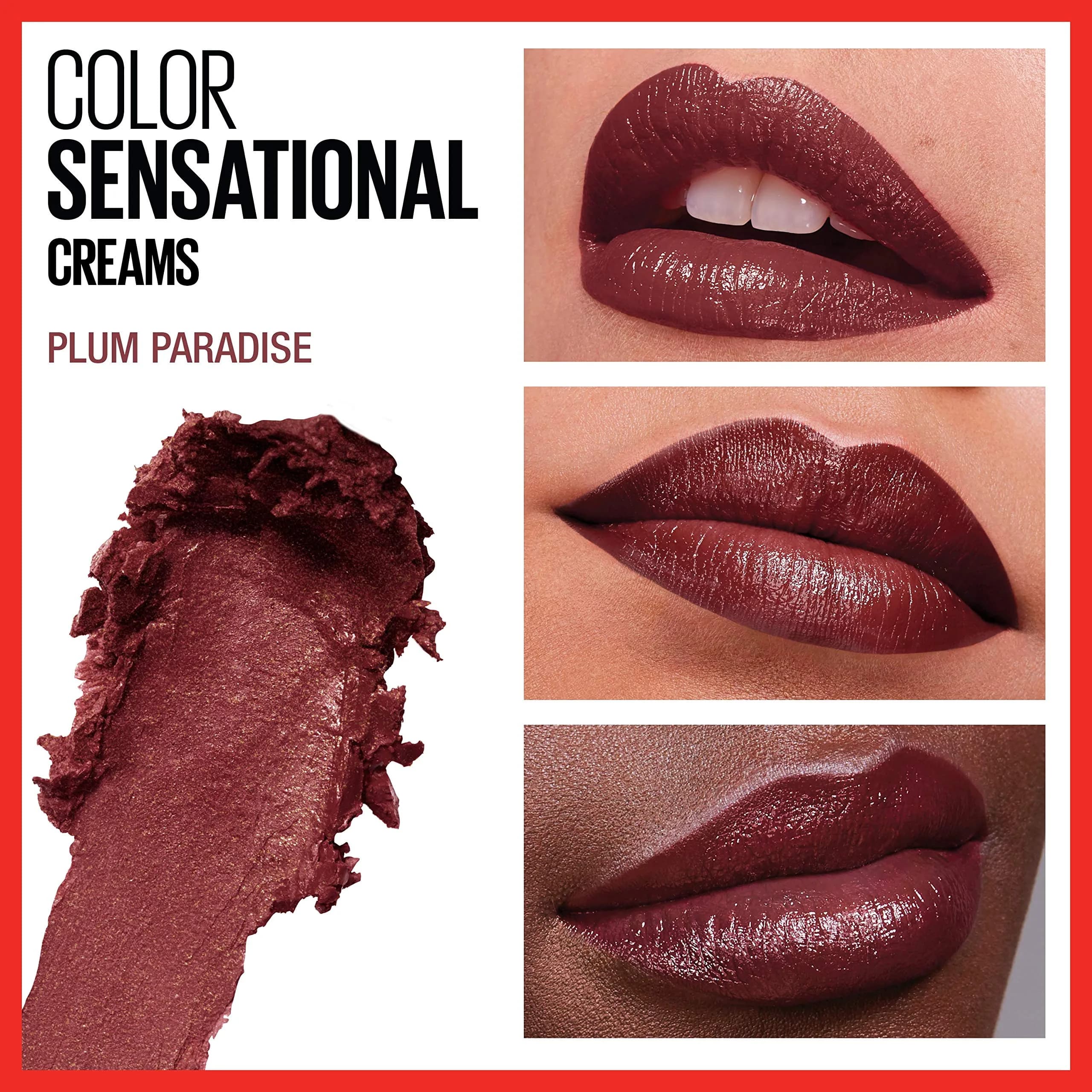 Maybelline Color Sensational Lipstick 425 Plum Paradise: Creamy Hydrating Wine Plum Lip Color - view 3