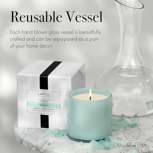 LAFCO NEW YORK Signature Candle, Marine - 15.5 oz - 90-Hour Burn Time - Reusable, Hand Blown Glass Vessel - Made in The USA thumbnail 5