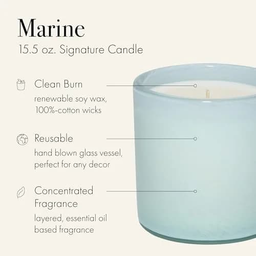 LAFCO NEW YORK Signature Candle, Marine - 15.5 oz - 90-Hour Burn Time - Reusable, Hand Blown Glass Vessel - Made in The USA thumbnail 2