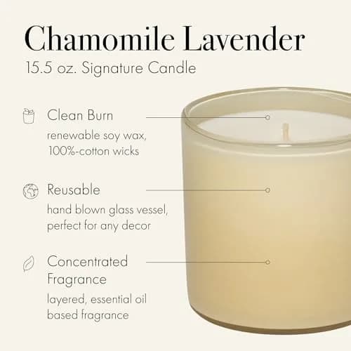 LAFCO NEW YORK Signature Candle, Chamomile Lavender | 15.5 oz, 90-Hour Burn, Reusable Glass Vessel, Made in the USA thumbnail 2