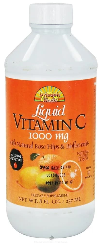 Dynamic Health Vitamin C 1000 mg | Natural Citrus Flavor, 8 Fl Oz (Pack of 2) | Powerful Antioxidant Support — 8 Fl Oz