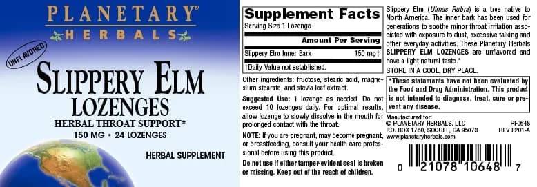 Planetary Herbals Slippery Elm Lozenges, Herbal Throat Support, 24 Lozenge thumbnail 4