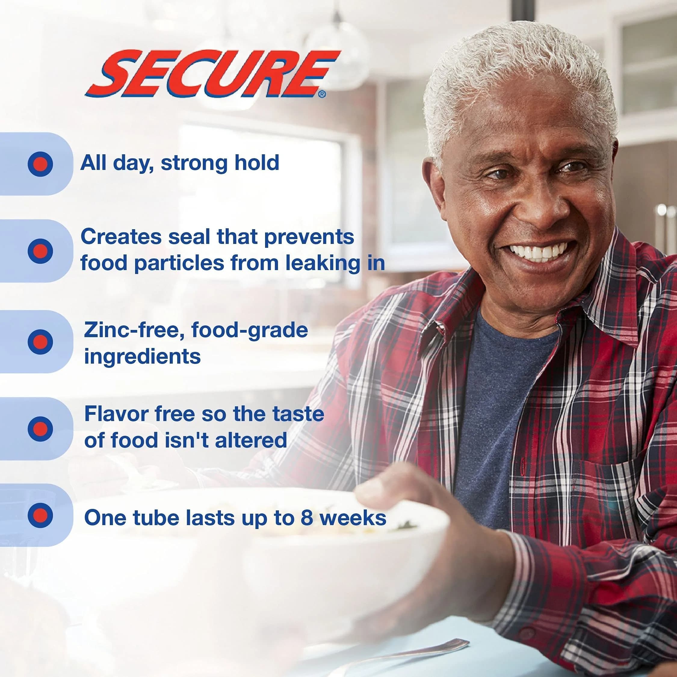 Secure Waterproof Denture Adhesive Cream 2.8 oz (80 ml) | Zinc-Free Extra Strong Hold - view 4