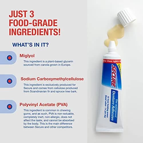 Secure Waterproof Denture Adhesive Cream 2.8 oz (80 ml) | Zinc-Free Extra Strong Hold thumbnail 5
