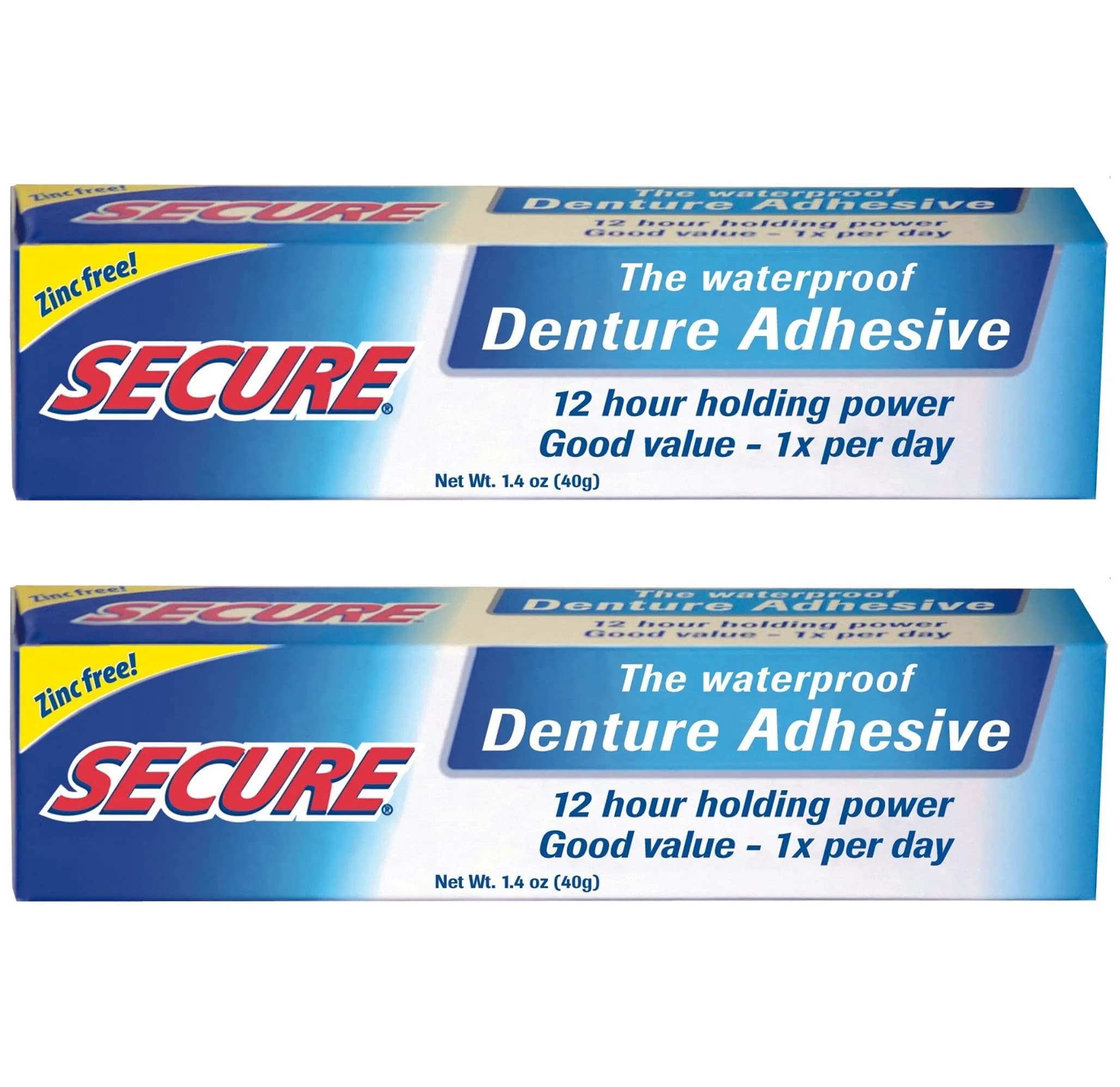 Secure Waterproof Denture Adhesive Cream 2.8 oz (80 ml) | Zinc-Free Extra Strong Hold - main product image