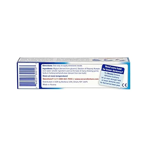Secure Waterproof Denture Adhesive Cream 2.8 oz (80 ml) | Zinc-Free Extra Strong Hold thumbnail 2