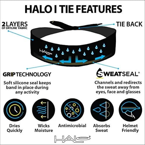 Halo Headband Halo I- Tie Sweatband for Men & Women | Moisture Wicking Dryline Fabric, Pink, One Size thumbnail 3