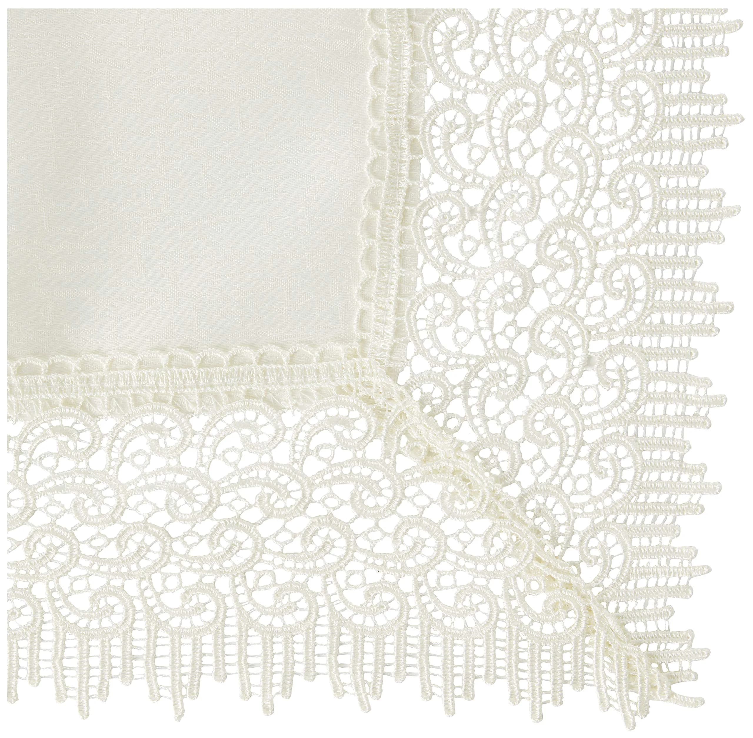 Violet Linen Treasure Lace Tablecloth Ivory 70" x 120" (178 cm x 305 cm) | Elegant Lace Border for Dining Tables - view 2