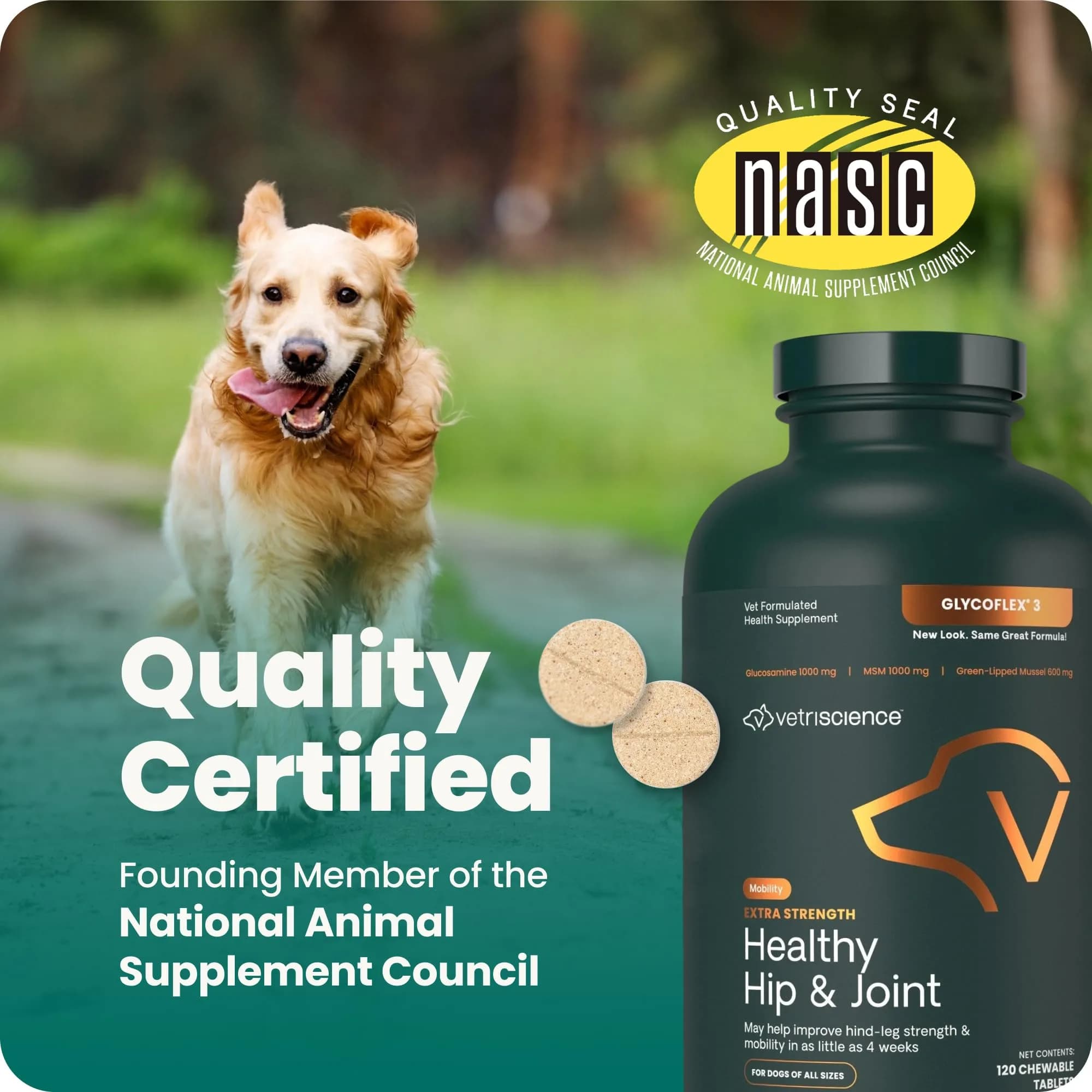 VetriScience Glycoflex 3 Hip and Joint Supplement for Dogs 120 Count | Clinically Proven Dog Joint Support - view 9