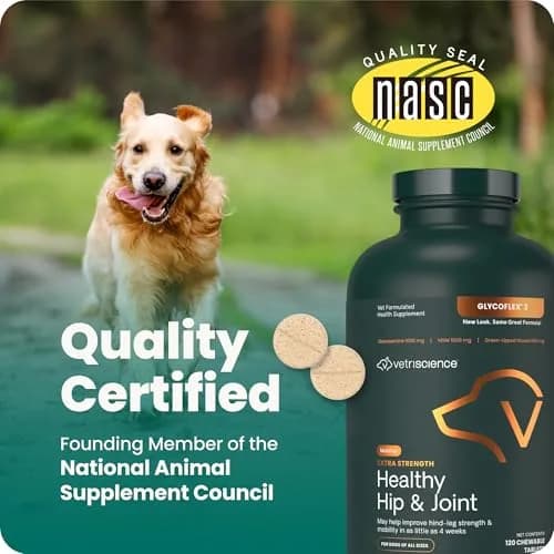VetriScience Glycoflex 3 Hip and Joint Supplement for Dogs 120 Count | Clinically Proven Dog Joint Support thumbnail 9