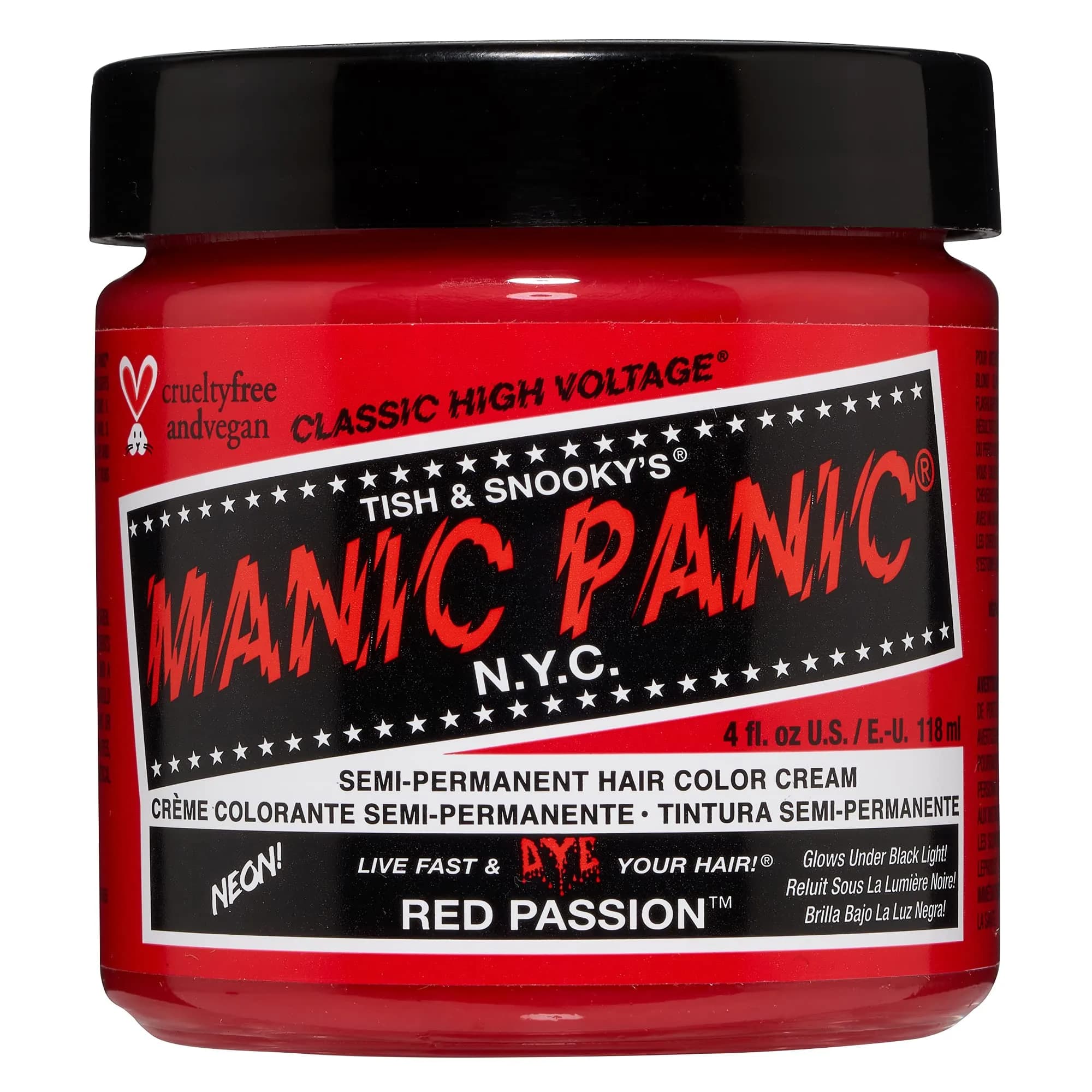 MANIC PANIC Classic Shocking Blue Semi Permanent Hair Color 4oz | Vibrant, Long-Lasting Blue for Women & Men — Red Passion