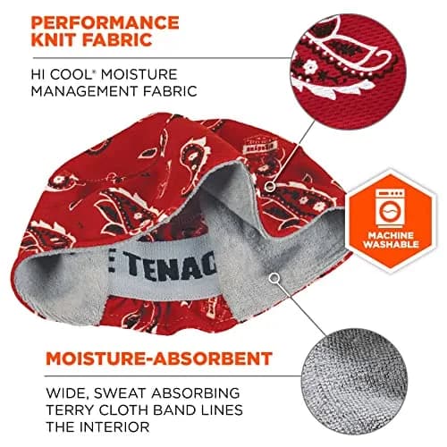 Ergodyne Chill Its 6630 Skull Cap, Terry Sweatband | Sweat-Wicking Summer Headwear for Men thumbnail 2