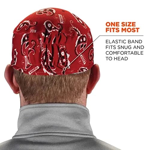 Ergodyne Chill Its 6630 Skull Cap, Terry Sweatband | Sweat-Wicking Summer Headwear for Men thumbnail 3